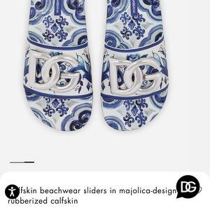 Dolce & Gabbana  beachwear sliders in majolica-design rubberized calfskin